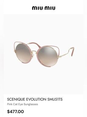 Miu Miu Pink Round Sunglasses with Gold Temples